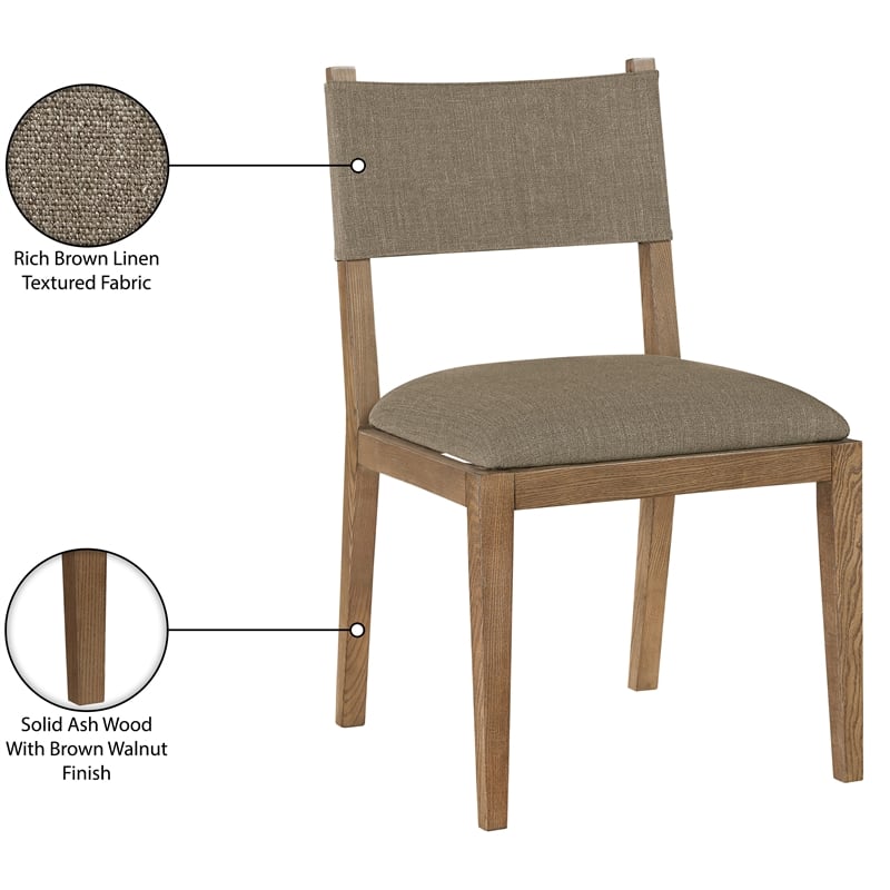 Bowery Hill Brown Linen Textured Fabric Dining Side Chair (Set of 2)