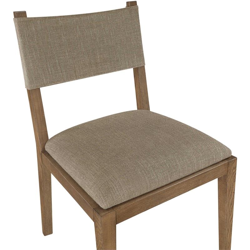 Bowery Hill Brown Linen Textured Fabric Dining Side Chair (Set of 2)