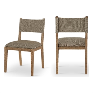 Bowery Hill Brown Linen Textured Fabric Dining Side Chair (Set of 2)
