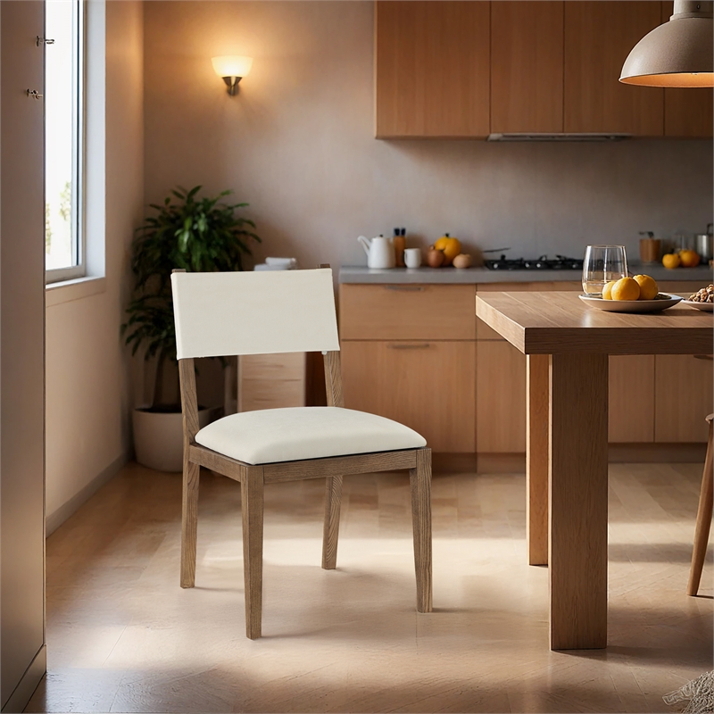 Bowery Hill Cream Linen Textured Fabric Dining Side Chair (Set of 2)
