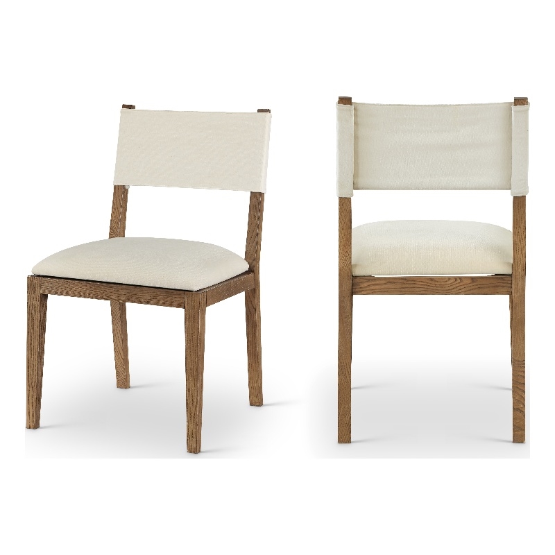 Bowery Hill Cream Linen Textured Fabric Dining Side Chair (Set of 2)