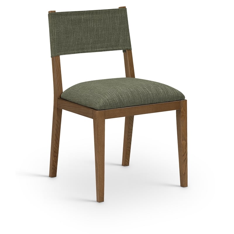 Bowery Hill Olive Linen Textured Fabric Dining Side Chair (Set of 2)