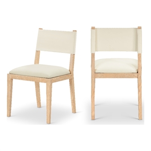 Bowery Hill Contemporary Cream Vegan Leather Dining Side Chair (Set of 2)