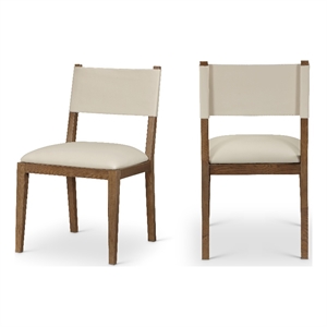 Bowery Hill Contemporary Beige Vegan Leather Dining Side Chair (Set of 2)