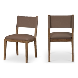 Bowery Hill Contemporary Brown Vegan Leather Dining Side Chair (Set of 2)