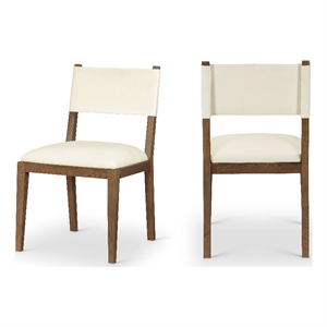 Bowery Hill Contemporary Cream Vegan Leather Dining Side Chair (Set of 2)