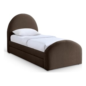 Bowery Hill Contemporary Brown Chenille Fabric Upholstered Twin Trundle Bed