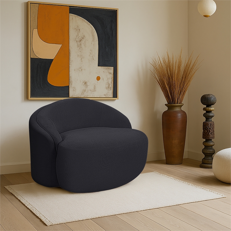 Bowery Hill Contemporary Black Chenille Fabric Upholstered Chair
