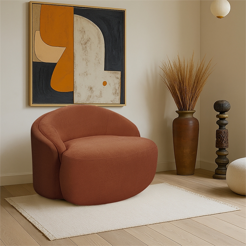 Bowery Hill Contemporary Cognac Chenille Fabric Upholstered Chair