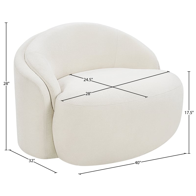 Bowery Hill Contemporary Cream Chenille Fabric Upholstered Chair