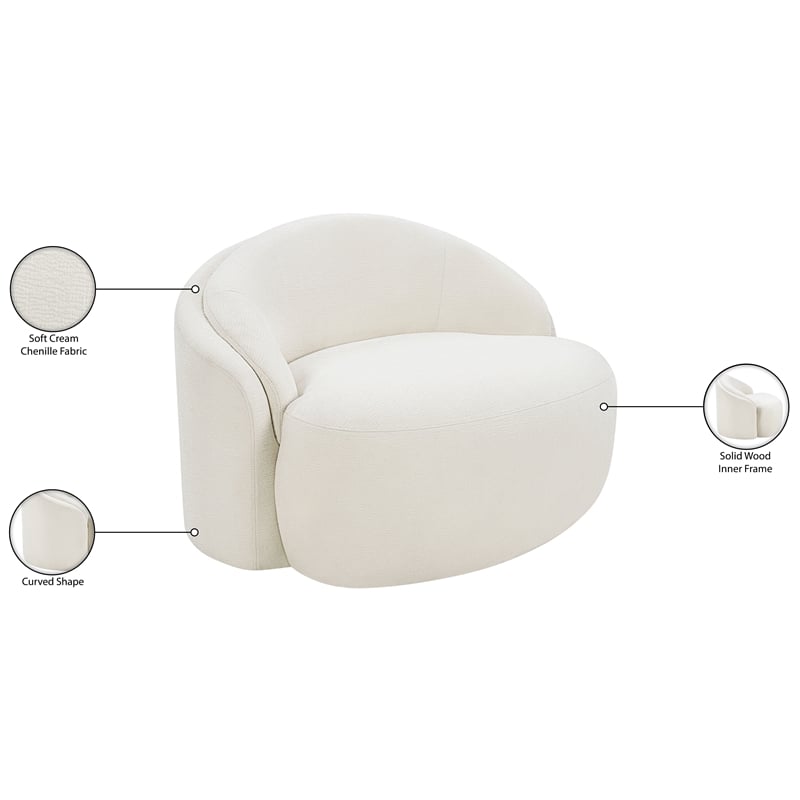 Bowery Hill Contemporary Cream Chenille Fabric Upholstered Chair