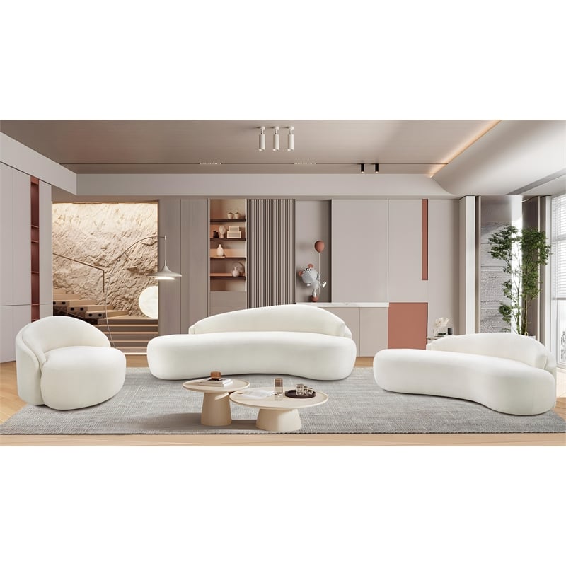 Bowery Hill Contemporary Cream Chenille Fabric Upholstered Chair