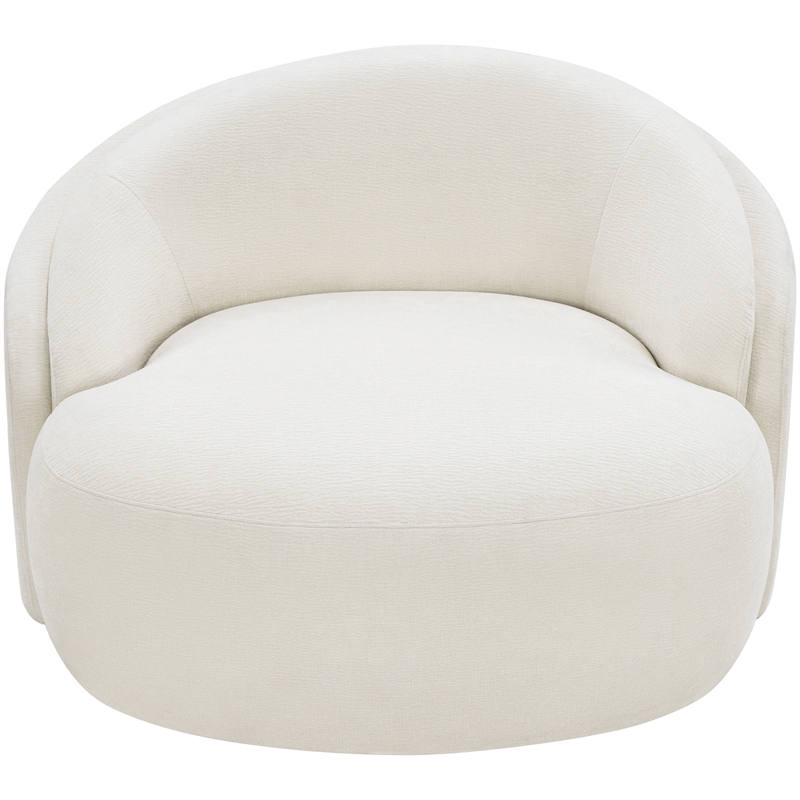 Bowery Hill Contemporary Cream Chenille Fabric Upholstered Chair
