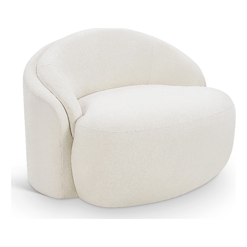 Bowery Hill Contemporary Cream Chenille Fabric Upholstered Chair