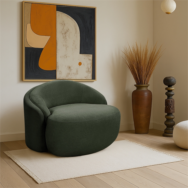 Bowery Hill Contemporary Green Chenille Fabric Upholstered Chair