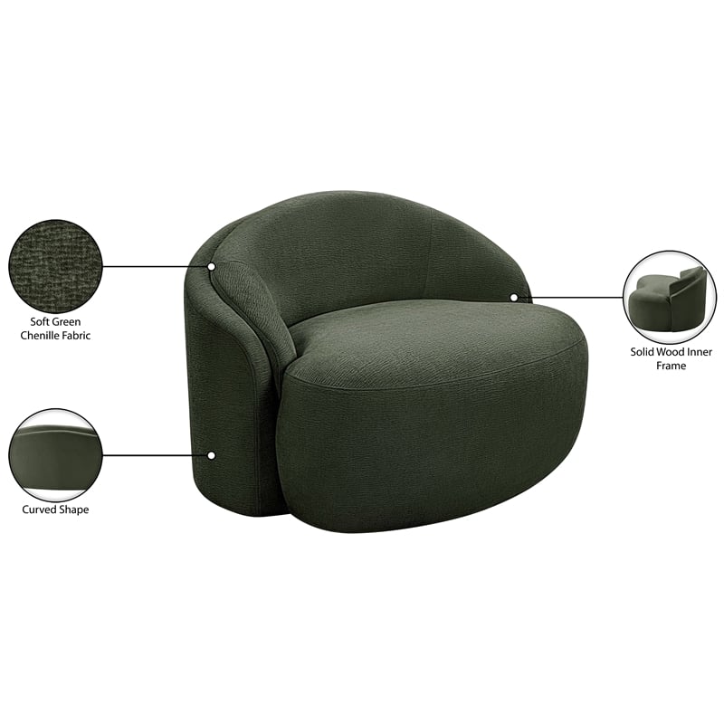 Bowery Hill Contemporary Green Chenille Fabric Upholstered Chair