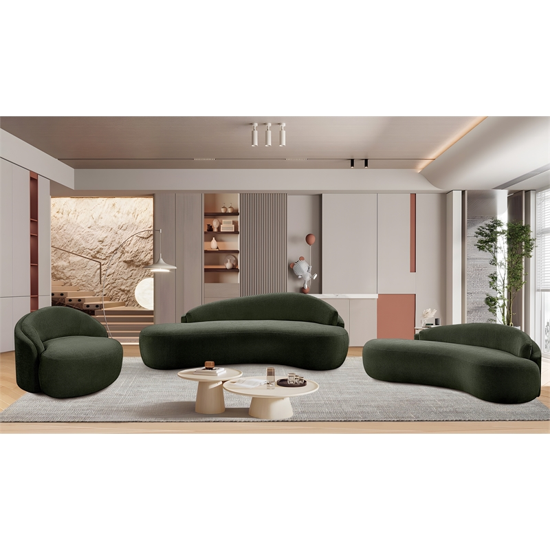 Bowery Hill Contemporary Green Chenille Fabric Upholstered Chair