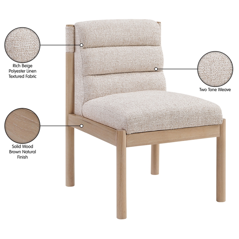 Bowery Hill Contemporary Beige Linen Textured Fabric Dining Chair (Set of 2)