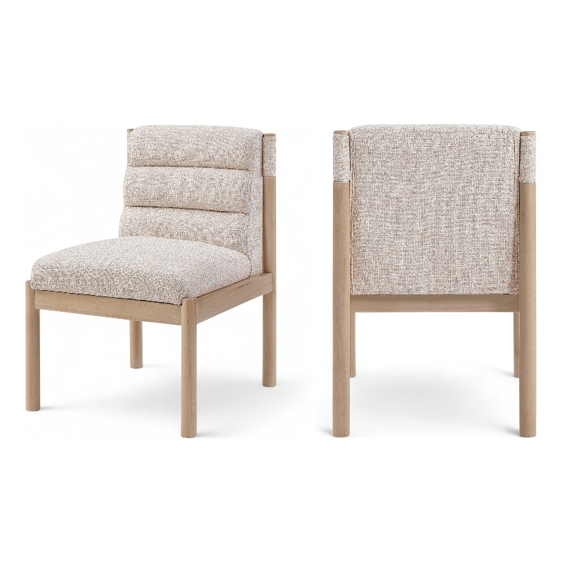 Bowery Hill Contemporary Beige Linen Textured Fabric Dining Chair (Set of 2)