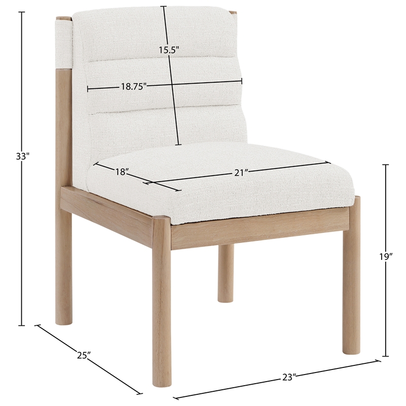 Bowery Hill Contemporary Cream Linen Textured Fabric Dining Chair (Set of 2)