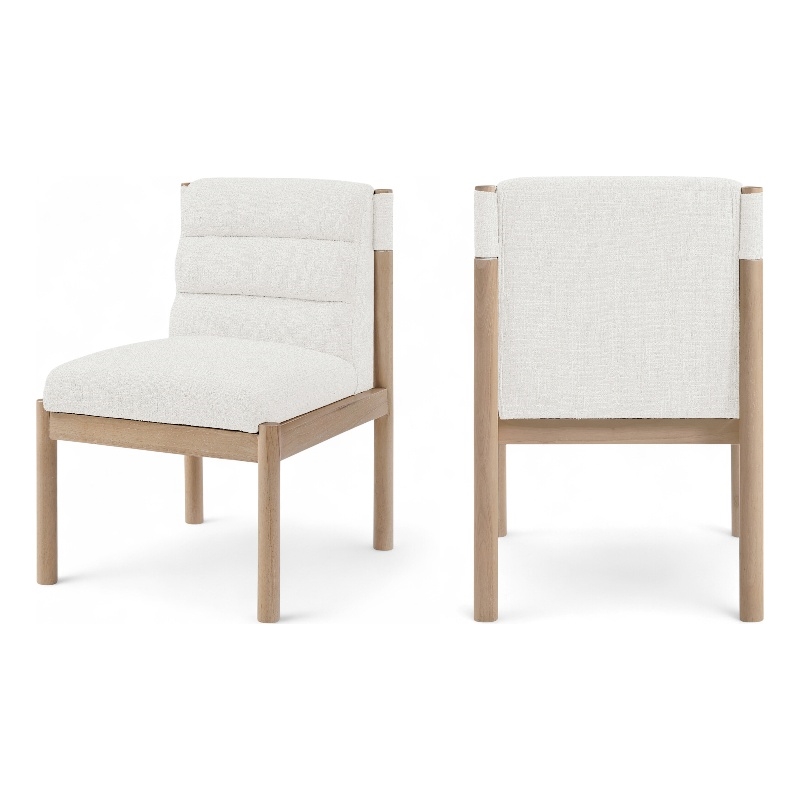 Bowery Hill Contemporary Cream Linen Textured Fabric Dining Chair (Set of 2)