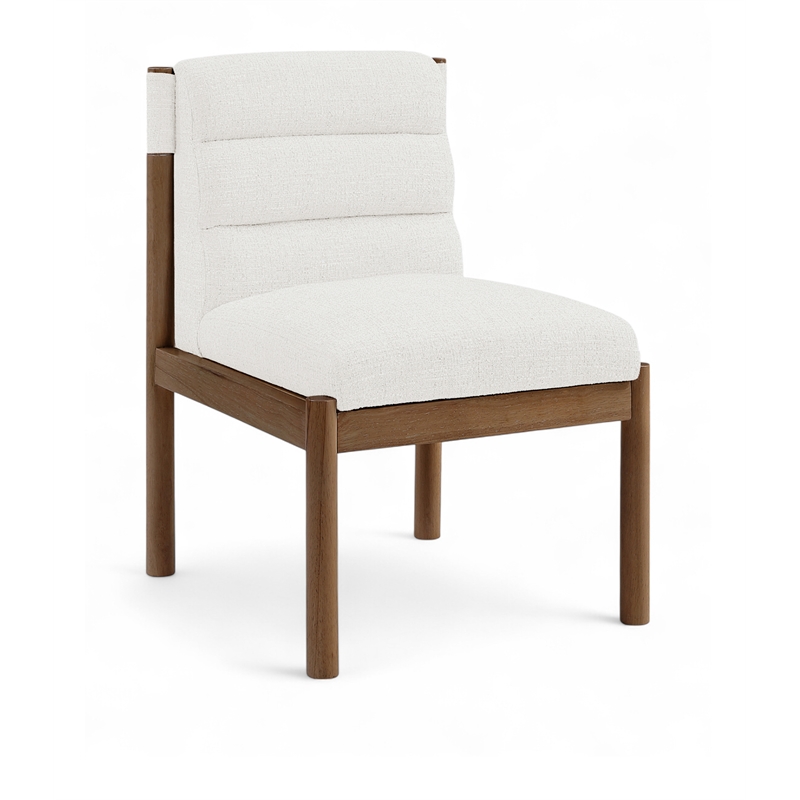 Bowery Hill Contemporary Cream Linen Textured Fabric Dining Chair (Set of 2)