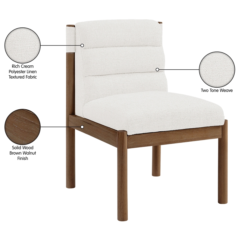 Bowery Hill Contemporary Cream Linen Textured Fabric Dining Chair (Set of 2)