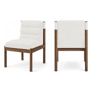 Bowery Hill Contemporary Cream Linen Textured Fabric Dining Chair (Set of 2)