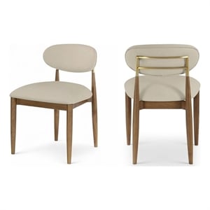 Bowery Hill Contemporary Beige Vegan Leather Dining Side Chair (Set of 2)
