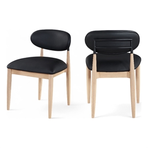 Bowery Hill Contemporary Black Vegan Leather Dining Side Chair (Set of 2)
