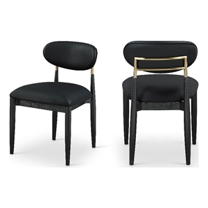 Bowery Hill Contemporary Black Vegan Leather Dining Side Chair (Set of 2)