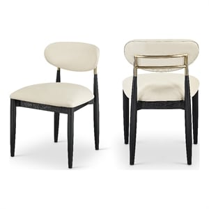 Bowery Hill Contemporary Cream Vegan Leather Dining Side Chair (Set of 2)