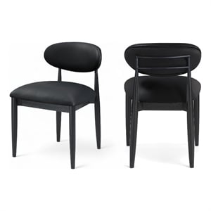 Bowery Hill Contemporary Black Vegan Leather Dining Side Chair (Set of 2)