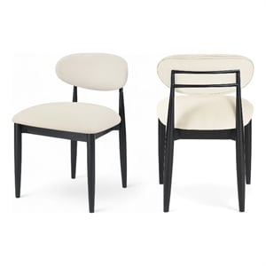 Bowery Hill Contemporary Cream Vegan Leather Dining Side Chair (Set of 2)