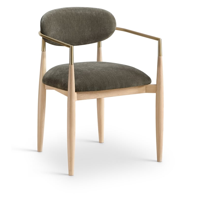 Bowery Hill Contemporary Brown Performance Fabric Dining Arm Chair (Set of 2)