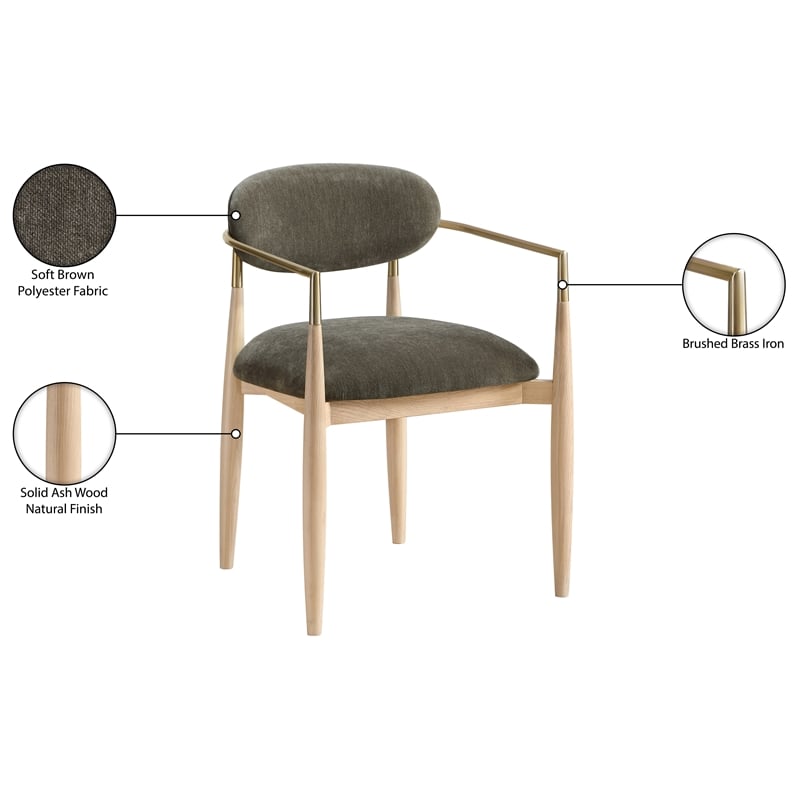 Bowery Hill Contemporary Brown Performance Fabric Dining Arm Chair (Set of 2)