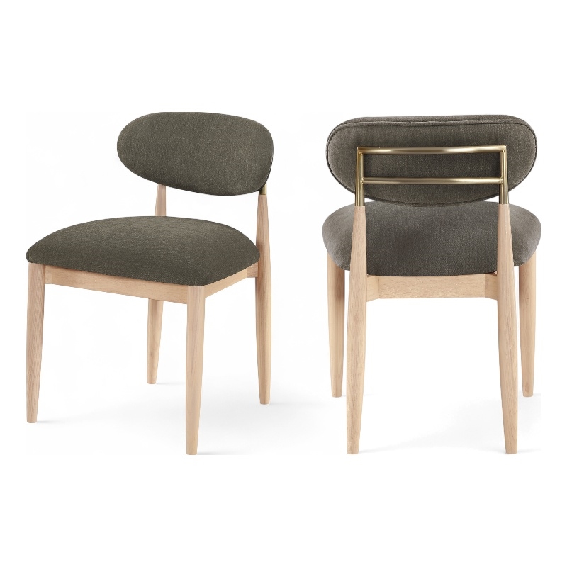 Bowery Hill Contemporary Brown Performance Fabric Dining Side Chair (Set of 2)