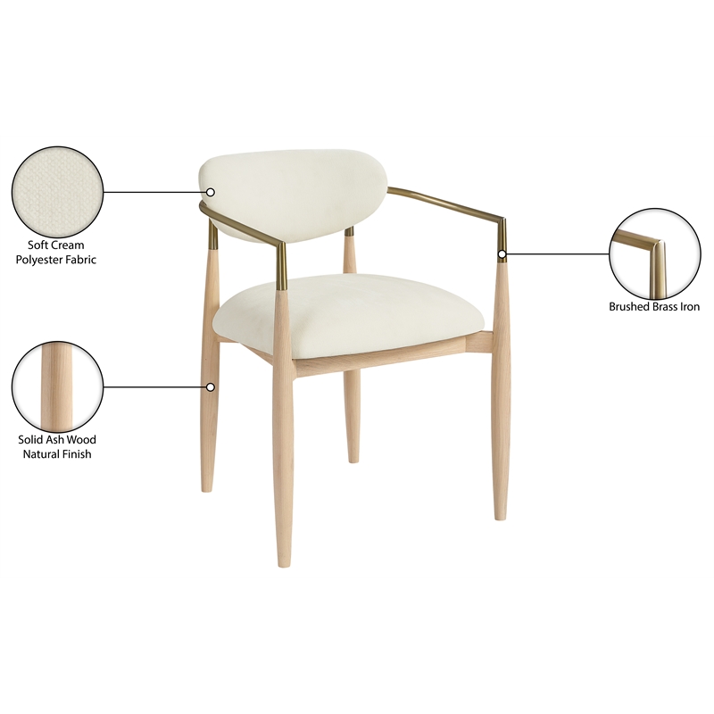 Bowery Hill Contemporary Cream Performance Fabric Dining Arm Chair (Set of 2)