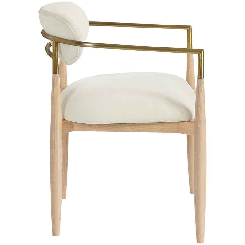 Bowery Hill Contemporary Cream Performance Fabric Dining Arm Chair (Set of 2)