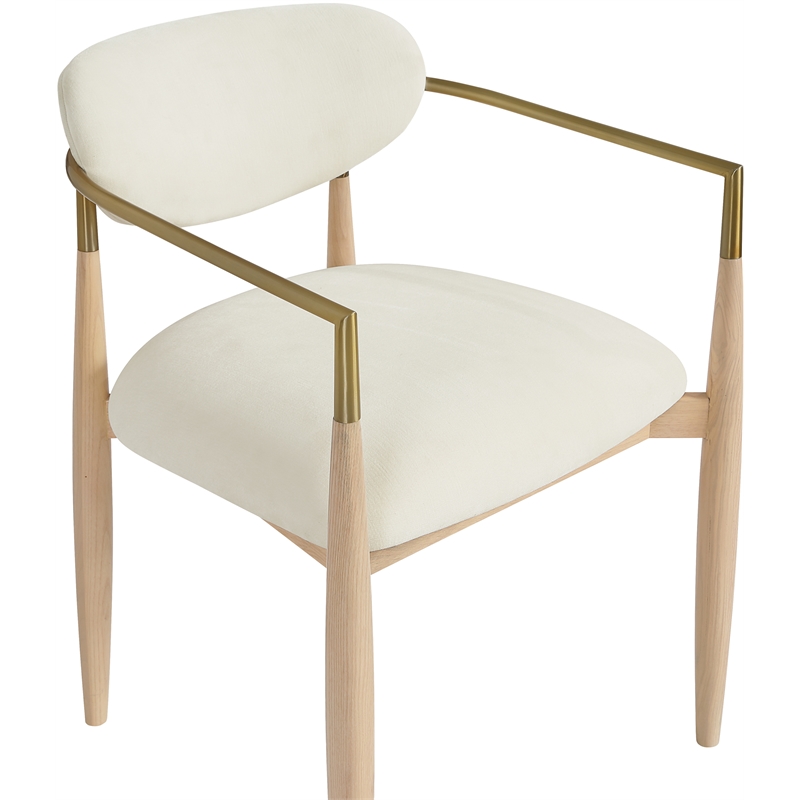 Bowery Hill Contemporary Cream Performance Fabric Dining Arm Chair (Set of 2)