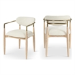 Bowery Hill Contemporary Cream Performance Fabric Dining Arm Chair (Set of 2)