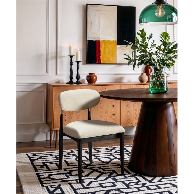 Bowery Hill Contemporary Beige Performance Fabric Dining Side Chair (Set of 2)