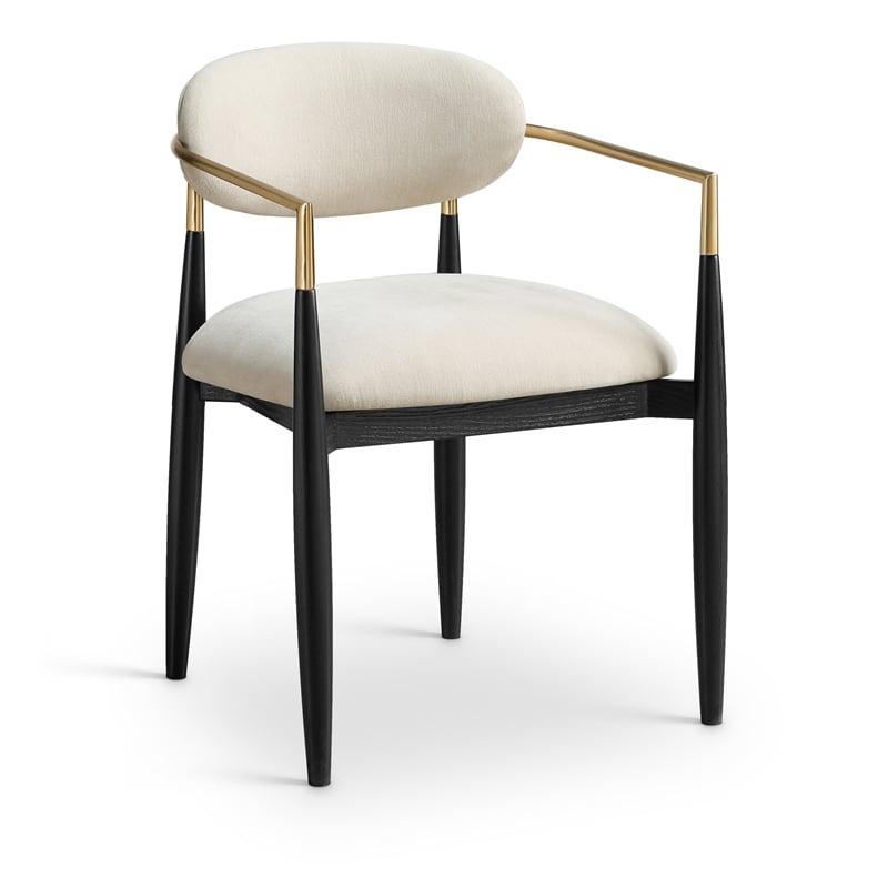 Bowery Hill Contemporary Cream Performance Fabric Dining Arm Chair (Set of 2)