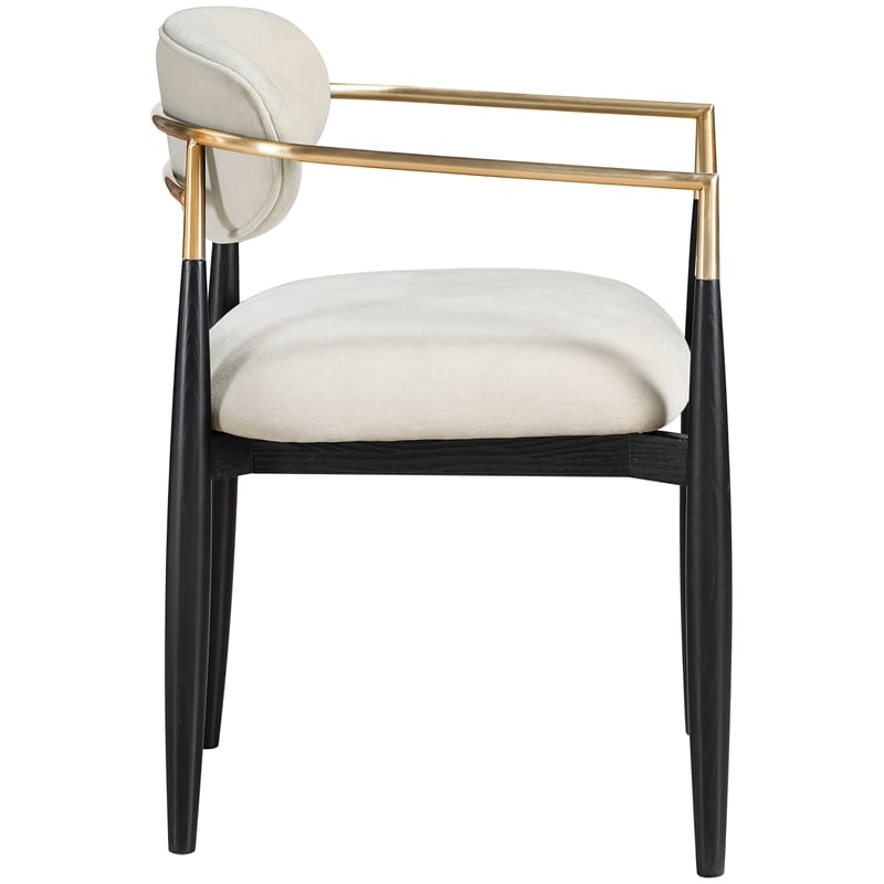 Bowery Hill Contemporary Cream Performance Fabric Dining Arm Chair (Set of 2)