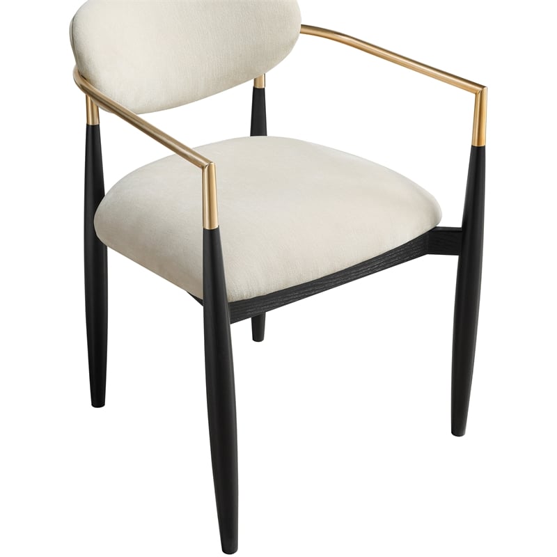 Bowery Hill Contemporary Cream Performance Fabric Dining Arm Chair (Set of 2)