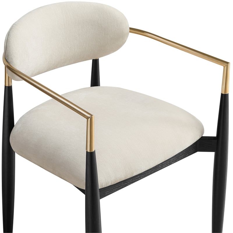 Bowery Hill Contemporary Cream Performance Fabric Dining Arm Chair (Set of 2)