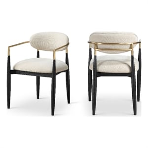 Bowery Hill Contemporary Cream Performance Fabric Dining Arm Chair (Set of 2)