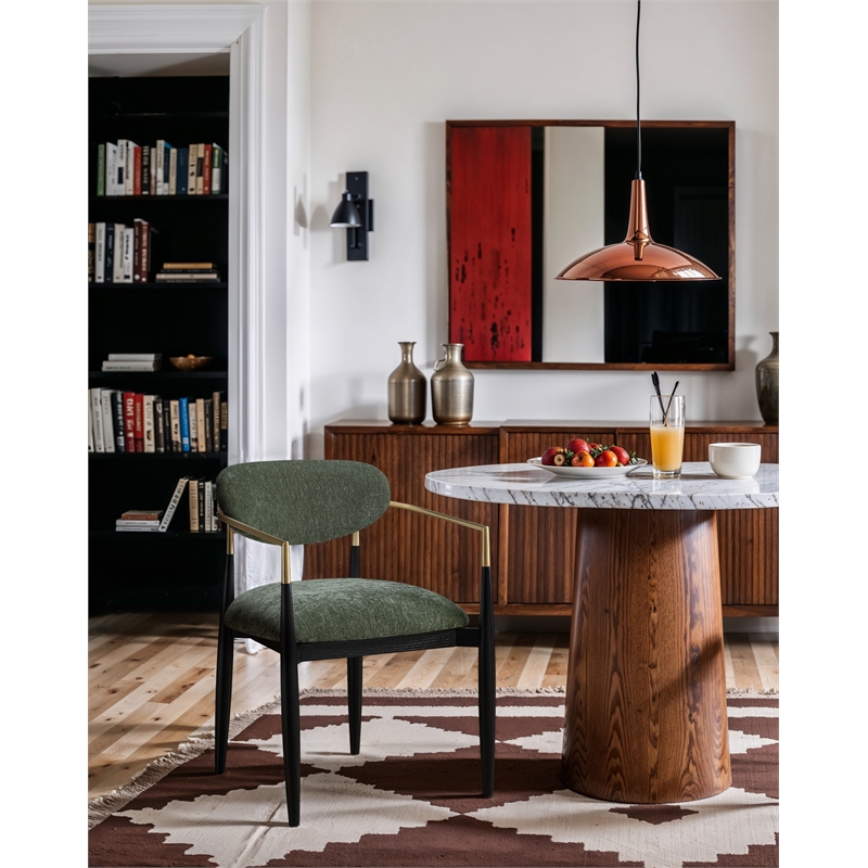 Bowery Hill Contemporary Olive Performance Fabric Dining Arm Chair (Set of 2)