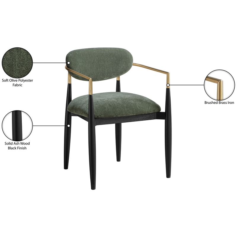 Bowery Hill Contemporary Olive Performance Fabric Dining Arm Chair (Set of 2)