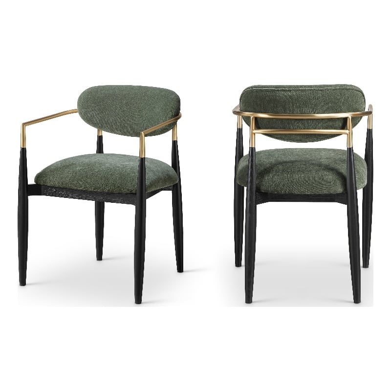 Bowery Hill Contemporary Olive Performance Fabric Dining Arm Chair (Set of 2)